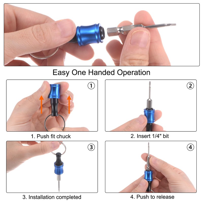 sourcing map 6PCS Keychain Aluminum Alloy Screwdriver Bits Holder Extension