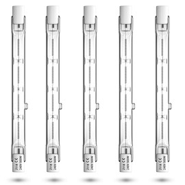 Luxvista 500 W R7s 118 mm Linear Halogen Bulb, J118 Dimmable Slim Halogen 11000 lm Warm White 2800 K for Floor Lamps, Ceiling Lights, Pack of 5