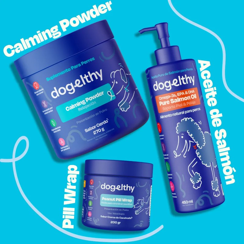 Dogelthy Serenity Kit Cerdo Calming Powder Aceite Pill Wrap
