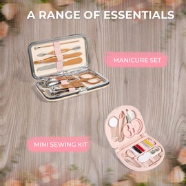 AOLRNALI Bridal Emergency Kit for Wedding Day, Wedding Essentials Survival Set for Team Bride, Must-Have 30+ Essentials Travel Kit with Makeup Bag (Blue)