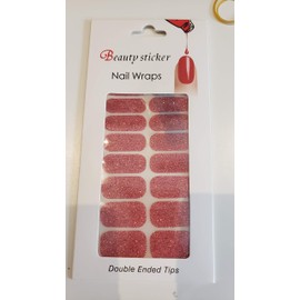 Full Sheet of 14 Coral Glitter fingernail Wraps, Stunning!