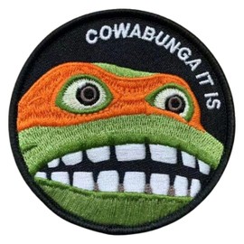 ebateck Cowabunga It is Patch, Morale Patches Tactical Funny Embroidered Military Round Moral for Army Backpacks Gear Hat