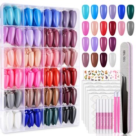 TsMADDTs TsMADDTs Press On Nails Almond, 24 Colors 720PCS Short Fake Nails with Glues, Stickers, Tweezer for Women
