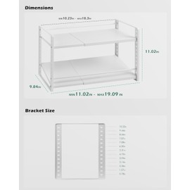 Selosiz Adjustable Cabinet Shelf Organizer, Expandable 2-Tier Storage Rack for Kitchen, Pantry, Cupboard, Under Sink, or Office Desk, Flexible Installation, Heavy-Duty Metal Organization, White