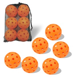 6 - Pack Pickleball Balls, 40 Holes Outdoor Pickleballs, High Elasticity & Durable Pickle Balls for All Style Pickleball Paddles (Orange)
