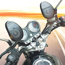 Yolispa Altavoces Bluetooth para motocicleta, un par de altavoces Bluetooth impermeables con luz azul controlable, para uso con motocicletas de 12 voltios