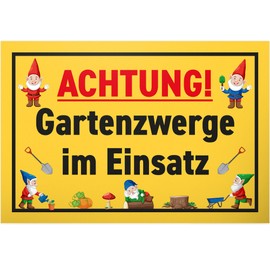 DankeDir! Achtung Gartenzwerge - Sign 30 x 20 cm - Garden Gnomes Saying Sign Birthday Gift Meadow Notice Sign - Neighbours Friends Gift Idea Gift Hobby Gardener