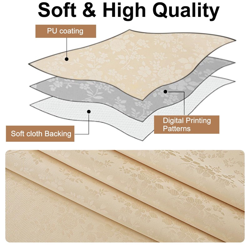 Smiry Rectangle Table Cloth, Waterproof Heavy Duty Vinyl Tablecloths, Wipeable