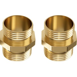 DBR Tech Double Male Garden Hose Adapter (Premium Brass for Superior Durability), Male to Male Fittings, GHT 3/4 Inch Brass Connector, Rust-Resistant Finish, Zero Leaks, Dual Male 2-Pack