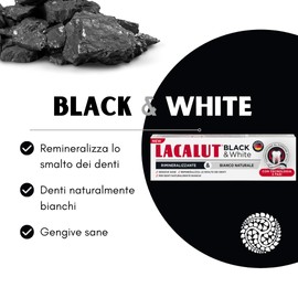 LACALUT Black & White Teeth Whitening Professional Teeth Whitener Remineralizes Enamel Toothpaste Professional Whitening Activated Carbon 75ml
