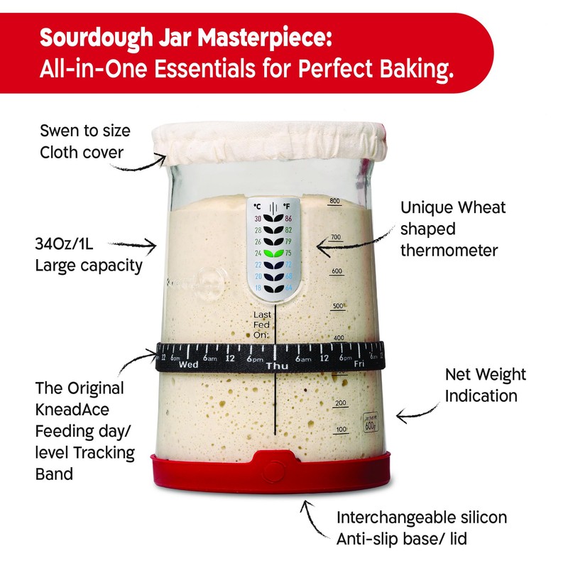 KNEADACE Pro Sourdough Bread Starter Kit - 34 oz Large