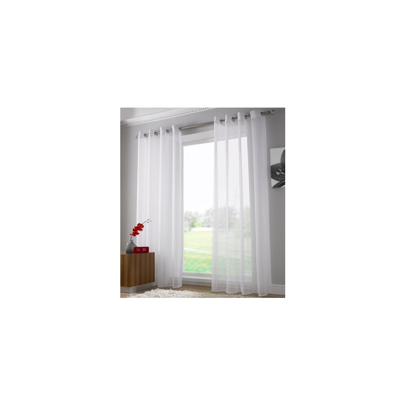 Ideal Textiles Plain Voile Curtain Panel, Ring Top Heading, Eyelet