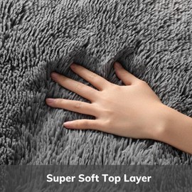Ophanie Area Rugs for Living Room Bedroom, Upgrade Non-Slip Fluffy Soft Grey Shag Carpet, Indoor Floor Gray 4x6 Fuzzy Shaggy Living Room Plush Rug for Kids Home Dorm Decor Aesthetic