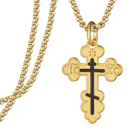 Zoxuxiwu Orthodox Cross Necklace 925 Sterling Silver Cross Necklace for Men Religious Jewelry Gifts for Men Women