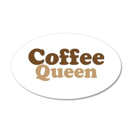 CafePress Coffee Queen 20"x12" Oval Wall Decal, Vinyl Wall Peel, Reusable Cling