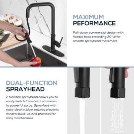 Black Kitchen Faucets Matte Black Kitchen Faucet with Pull Down Sprayer Modern Single Handle Kitchen Sink Faucets for 1 or 3 Hole