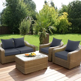 Summsun Waterproof Outdoor Cushions for Patio Furniture, Fade Resistant Backrest and Deep Seat Cushion Set with Removable Cover, 22 x 22 Inch, Dark Grey, Set of 4