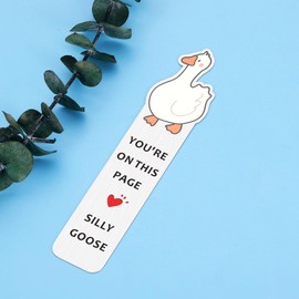Funny Christmas Bookmark Stocking Stuffers for Women Men Cute Silly Goose Book Marks for Son Daughter from Mom White Elephant Gifts Thanksgiving Birthday Gag Gifts for Book Lovers Coworkers Friends