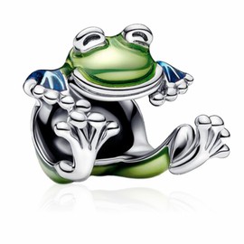 MSPOVOF Climbing Frog Charms Bead for Bracelets and Necklaces 925 Sterling Silver Women's Jewelry