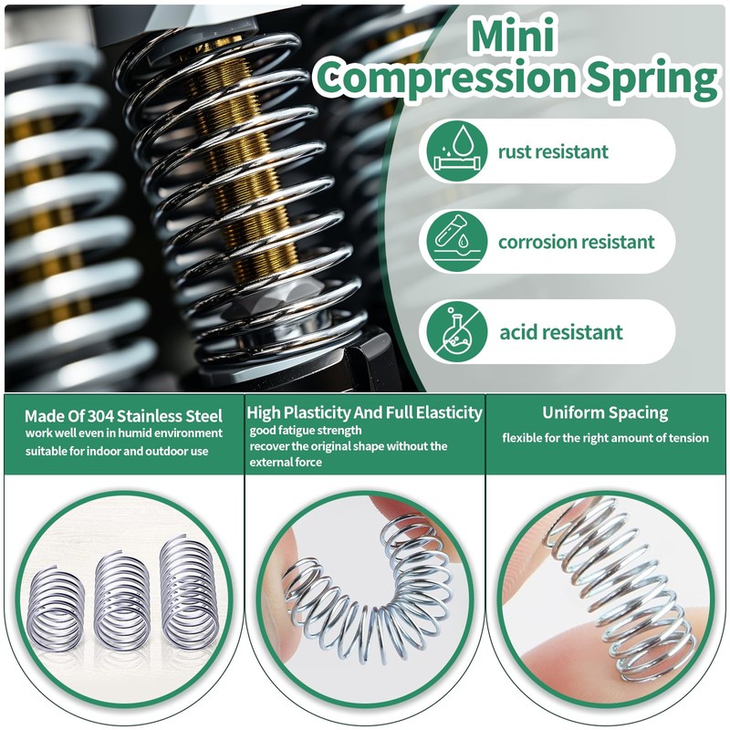 Yauhar 370Pcs 304 Stainless Steel Dowel Pins and Compression Springs