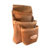 Duracuir Leather Tool Pouch, 3 Pockets, Tan Suede Construction