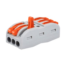 50 Pcs Wire Connectors 3 Conductor Compact Splicing, 3 Circuit Inline Splices, 28-12 AWG,NineLeaf Compact Connectors Wire Connectors,3 in and Out Push Wire Conductor