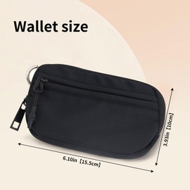 AdiStylinno Womens Wallet, Nylon Keychain Wallet Zipper Card Case Wallet, Ladies Coin Purse Pouch with ID Window (Black)