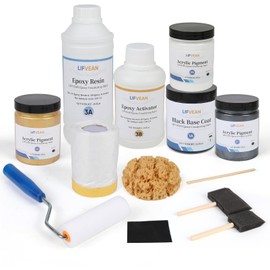 LIFVEAN Epoxy Countertop Paint Kit Granite Counter Top Refinishing Paint for Kitchen Bathroom Cover 38 sq.ft, Black Diamond