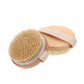 WOONEKY 2pcs Natural Boar Bristle Exfoliating Brush Facial Body Scrubber Dry Brush for Skin Care Back and Bath Massage Brush