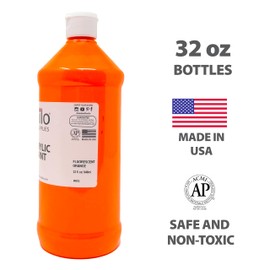 milo Fluorescent Acrylic Paint Set of 6 Colors | 32 oz Bottles| Student Neon Colors Acrylics Painting Pack | Glows UV in Black Light | Non-Toxic Art & Craft Paints for Artists, Kids, & Hobby Painters | Made in USA