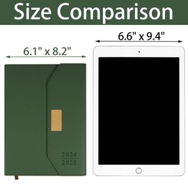 Planner 2024-2025 Weekly Monthly Planner, July 2024-December 2025 18MonthsComprehensive coverage, Keeps you on top of your schedule 6.1" x 8.2" Leather Cover, Premium Paper, Pen Holder, Bookmarks (Matcha green-A)