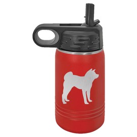 Akita Dog Insulated Water Bottle | Stainless Steel | Akita Dog Lover | Akita Gifts (12 oz, Red)