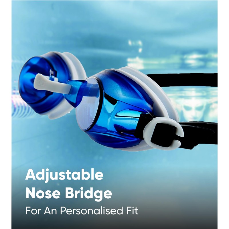 Speedo Unisex Jet V2 Swimming Goggles | Anti-Fog, Navy/White/Blue, One