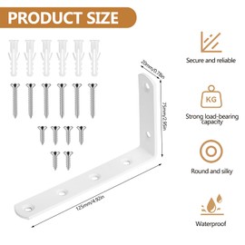 Pack of 9 Shelf Brackets, Shelf Brackets, Metal Angle 90 Degrees, Heavy Duty Shelf Wall Bracket, Floating Wall Shelf Bracket, with Screws (White, 125 x 75 mm)
