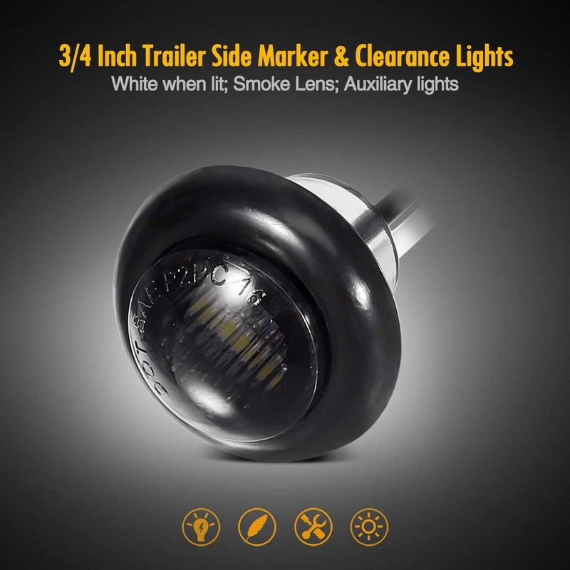 Partsam 10Pcs 3/4-Inch Waterproof LED Side Marker Lights - Flush