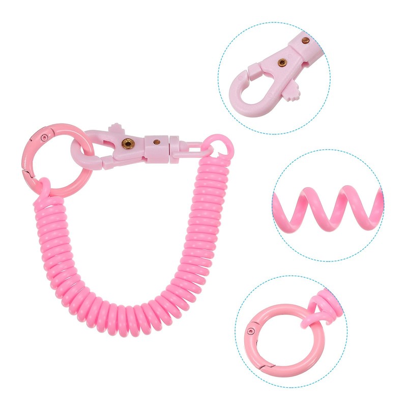 [PATIKIL] Retractable Coil Spring Key Chain Anti-lost Keychain Holder Lanyard