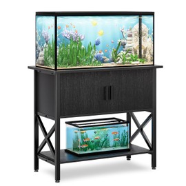 APPOLYN 40-50 Gallon Aquarium Stand, Fish Tank Stand with Cabinet Storage for Terrarium Stand, Fish Tank Accessories Storage, Metal Turtle Reptile Tank Stand, 36.6" L*18.9" W Tabletop, Black