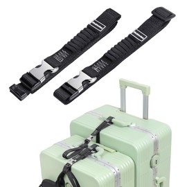 Vividwise Luggage Straps, Stretchable Luggage Connector Straps for Suitcases, Metal Buckle Add A Bag Adjustable Attachment Accessories Belts (Black, Small)