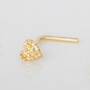 Solid Yellow Gold Nugget Heart Nose Stud, Heart Shape Nose