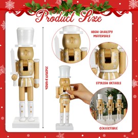 Cinnvoice 3 Pcs 10 Inch Christmas Nutcracker Figure Wood Nutcracker Figures Modern Soldier Nutcracker Xmas Nutcracker Ornament Mantle Decor Christmas Decorations for Home Table (Brown)