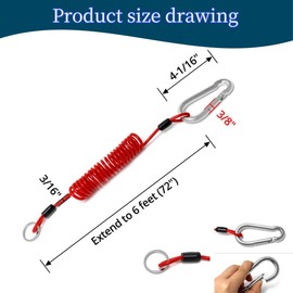 6ft Plus Trailer Brake Safety Rope Heavy Duty Stainless Steel Spring Tow Coil, Trailer Brake Away Cable, Replacement Emergency Release Switch Safety Lanyard for Rv Campervans
