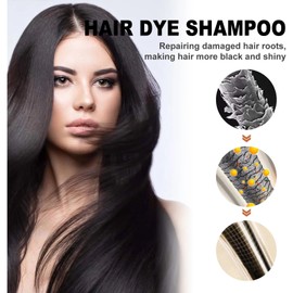 Dark Brown Hair Dye Shampoo, Hair Dye Shampoo 3 In 1, Natural Herbal Dye Shampoo for Grey Hair Coverage Hair Color Shampoo for Women and Men (1pcs)