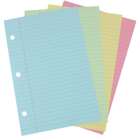1InTheOffice 5.5 x 8.5 Paper, Pastel, College Ruled Mini Binder Paper, Loose Leaf Paper, Assorted Color, 200 Pack