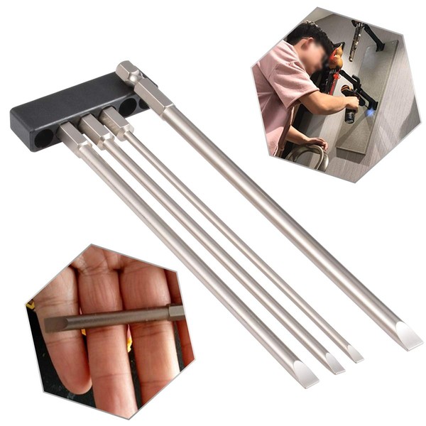 HOHXEN 4 Pcs 150mm Slotted Screwdriver Bit Set Magnetic Flat