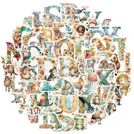 50Pcs Alphabet Letters Thick Gel Clings Cute Animals Alphabet ABC Window Gel Decals Colorful Uppercase Animals Stickers for Toddlers Educational Spelling Learning Home Classroom Nursery Decor(Letter)