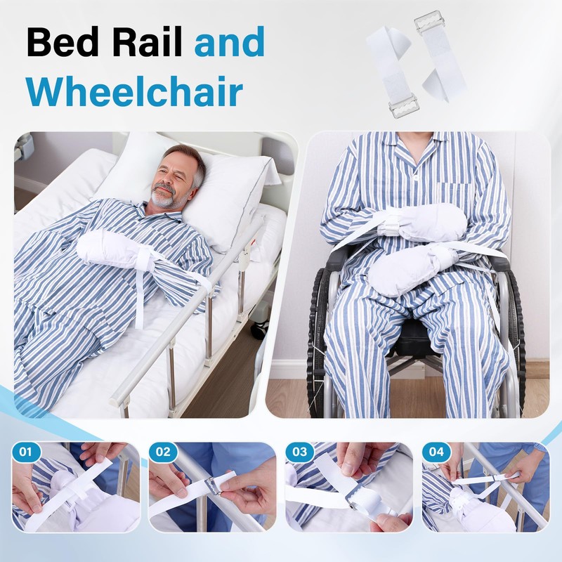 BORuner Dementia Gloves 2pcs |Double-Padded Restraint Security Mitts,Open Front Design,Hand