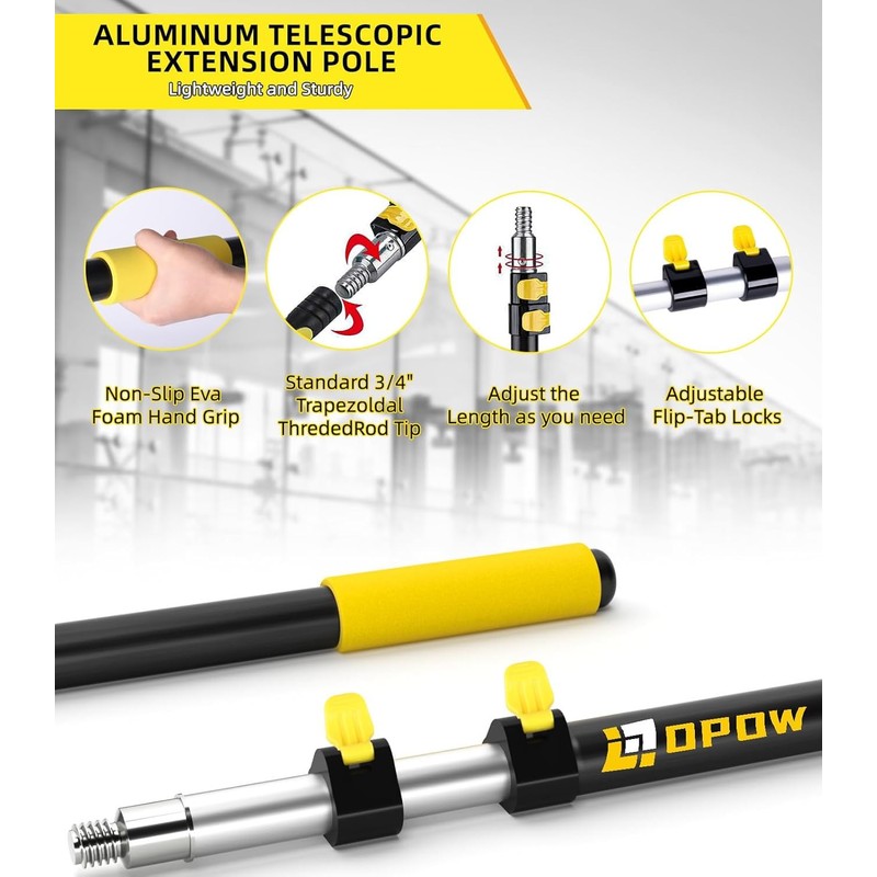Opow 3.4-8 Telescopic Extension Pole,FT Multi-Purpose Aluminum Alloy Telescoping Rod
