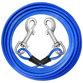 jenico Dog Tie Out Cable: 15ft Dog Leads for Yard Heavy Duty - Reflective Chain Leash for Outside Small Large Dogs Up to 125lbs Outdoor Runner Camping