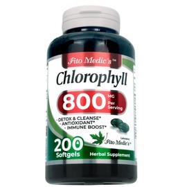 NEW! FITO MEDIC'S Lab Chlorophyll 800mg – 200 Softgels, Pure Chlorophyll Capsules for Detox Cleanse, Energy, Odor Control & Greens Supplement