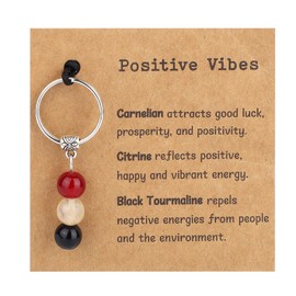 Mikovivi Crystal Keychain for Women, Crystal Bag Charms with Inspirational Card Good Luck Bead Keyring for New Journey